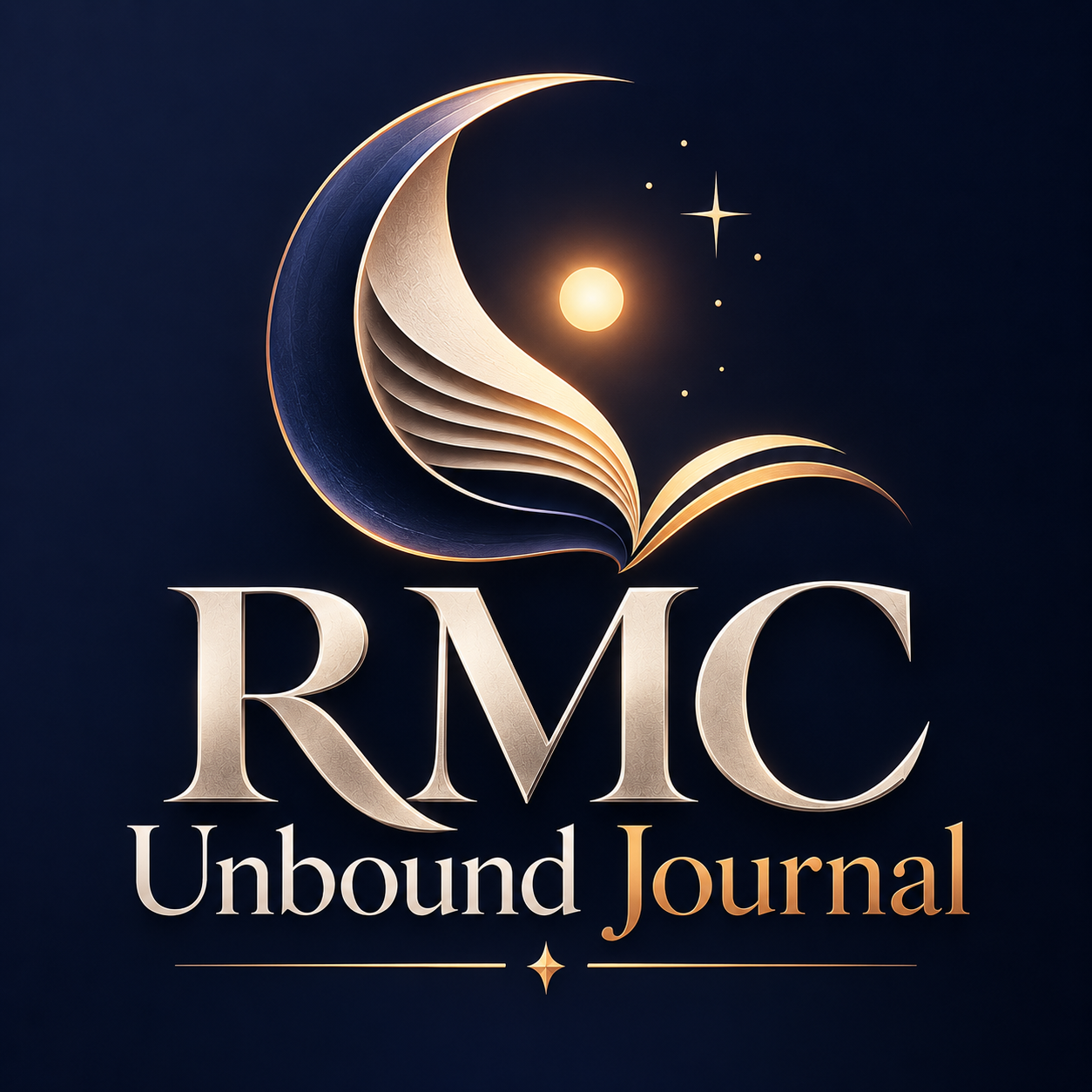 Celestial RMC Unbound Journal logo with a crescent-shaped page and glowing dot